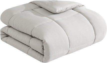 Perry Ellis Portfolio - Comforter. Down Alternative Quilted Bedding. Dorm Room Essentials. Quilted Inspired Room Decor (All Season Pumice Taupe. King)